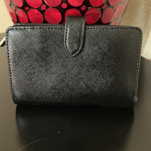 Kate Spade NWT Black Madison Medium Compact Bifold Wallet with Crystal Inlay - Picture 8 of 15